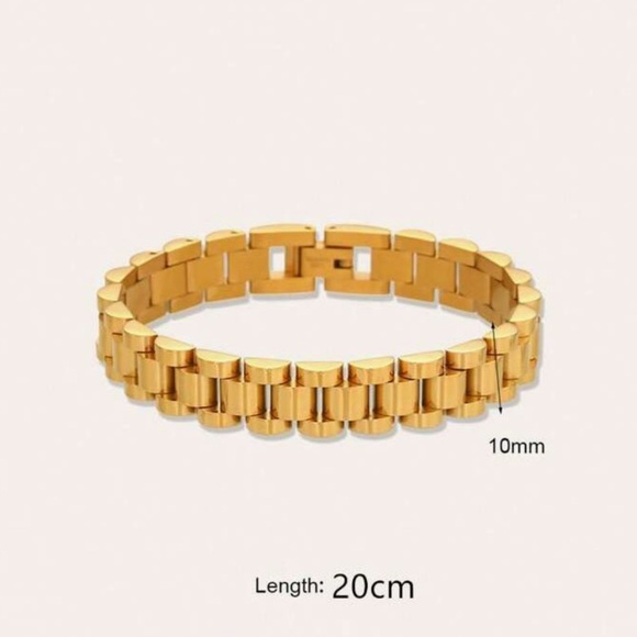 18K Gold Plated Chain Bracelet – 10mm Link Chain - Picture 1 of 2